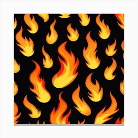 Flames On Black Background 11 Canvas Print