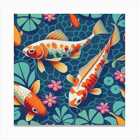 Koi Fish Seamless Pattern Canvas Print
