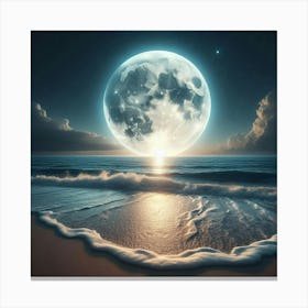 Full Moon Over The Ocean 13 Canvas Print