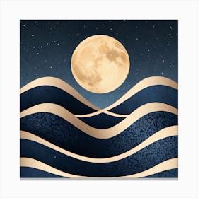 Moon And Waves 39 Canvas Print