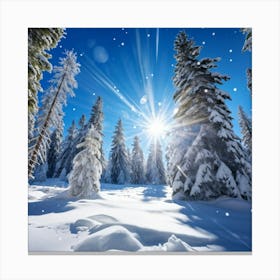 Crystal Clear Ice Clings To The Pine Trees Under A Vibrant Radiant Sun In A Wintry Wonderland Ext (1) Canvas Print