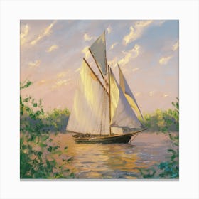 Sailboat On The River Canvas Print