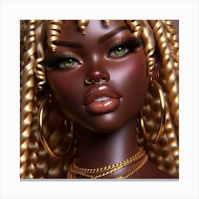 Ebony Girl With Gold Hoop Earrings Canvas Print