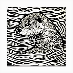 Otter Linocut 3 Canvas Print