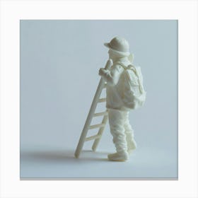 Firefighter On Ladder Canvas Print