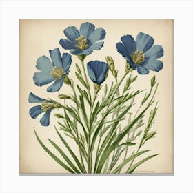 Blue Flowers art print Canvas Print