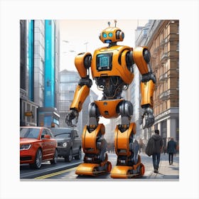 Robot On The Street 44 Canvas Print