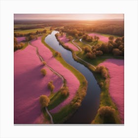 Pink Fields At Sunset 2 Canvas Print