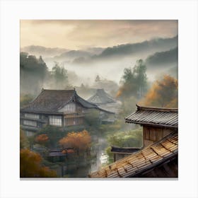 Firefly Rustic Rooftop Japanese Vintage Village Landscape 78771 Canvas Print