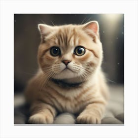 A Cute Scottish Fold Kitty, Pixar Style, Watercolor Illustration Style 8k, Png (2) Canvas Print