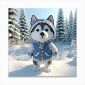 Husky Dog In Winter Canvas Print