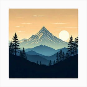 Firefly Serene Mountain Silhouette In A Vast Wilderness Landscape 37288 (2) Canvas Print