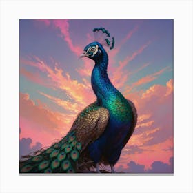 Default Peacock In A Pastel Sky A Majestic Peacock Soaring Thr 0 Canvas Print