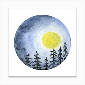 Moonlight In The Pines Canvas Print