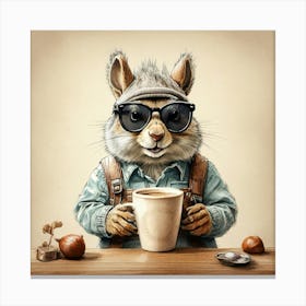 Squirrel With A Cup Of Coffee 1 Canvas Print