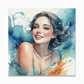 Watercolor Of A Woman Canvas Print