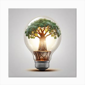 Tree In A Light Bulb Canvas Print