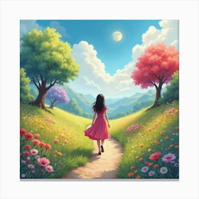 Soul Wandering Through A Colorful Watercolor Enchanted Land 1 Canvas Print