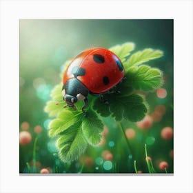 Ladybug On A Leaf 1 Canvas Print