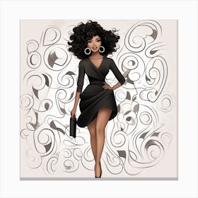 Black Woman In Black Dress Canvas Print