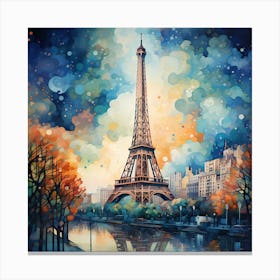 Chromatic Canvas: Eiffel Tower in Fall Hues Canvas Print