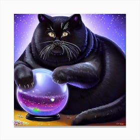 Black Cat With Crystal Ball 1 Canvas Print