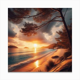 Sunset On A Beach Canvas Print