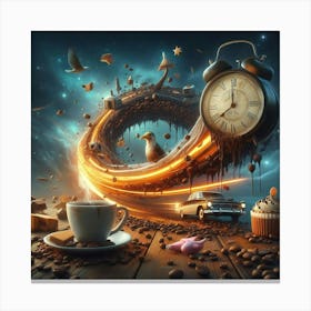 Coffee And Clock Canvas Print