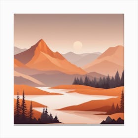 Misty mountains background in orange tone 75 Canvas Print