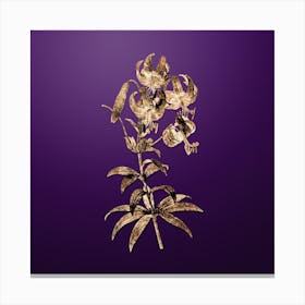 Gold Botanical Turban Lily on Royal Purple n.1903 Canvas Print