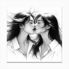Two Girls Kissing 1 Canvas Print