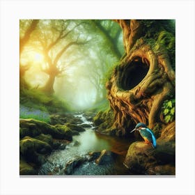 Kingfisher In The Forest 16 Canvas Print