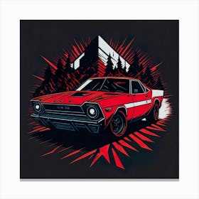 Car Red Artwork Of Graphic Design Flat (19) Canvas Print