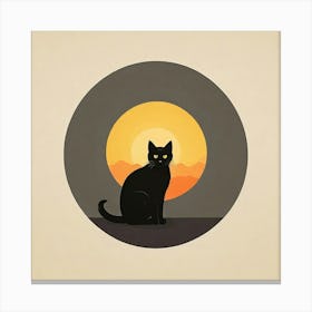 Black Cat At Sunset Canvas Print