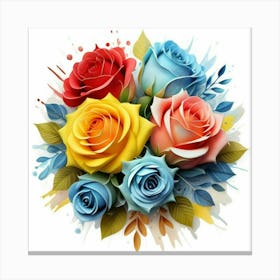 Watercolor design with beautiful roses oil painting abstract 3 Canvas Print