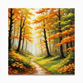 Forest In Autumn In Minimalist Style Square Composition 247 Canvas Print