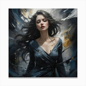 Woman With Long Black Hair Canvas Print