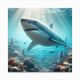 A Great White Shark In His Natural Habitat 3 Canvas Print