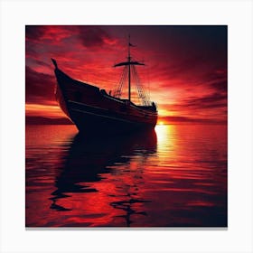 Ship At Sunset 1 Canvas Print