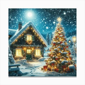 Christmas Village At Night 1 Canvas Print