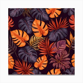 Tropical Leaves Seamless Pattern 6 Canvas Print