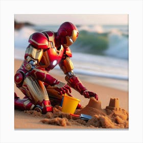 Iron Man enjoying On The Beach Canvas Print