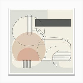 Abstract Geometric Line Art: Soft Shapes and Neutral Colors Featuring a Car Silhouette Canvas Print