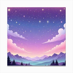 Sky With Twinkling Stars In Pastel Colors Square Composition 236 Canvas Print