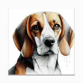 Beagle - Abstract Line Art Illustration 202 Canvas Print