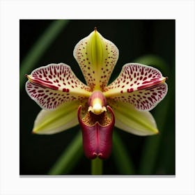 A Close Up Of A Single Exotic Orchid With Intricate Patterns 1 Canvas Print