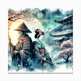 Japan Traditional Geisha Illustration By Ad 21 Canvas Print