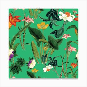 Vintage Floral Green Canvas Print