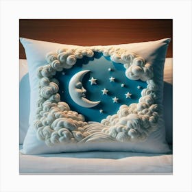 Moon And Clouds Pillow Canvas Print