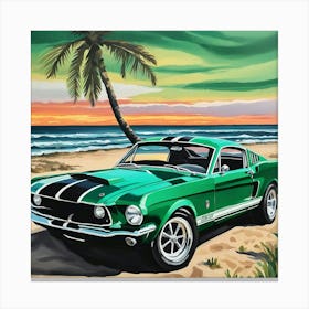 Mustang On The Beach Canvas Print